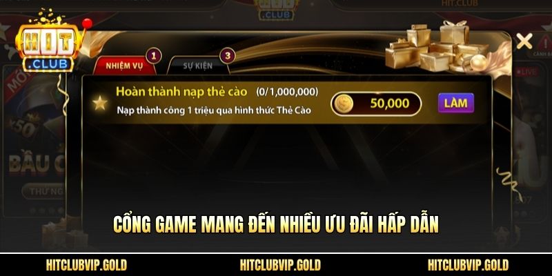 Cổng game mang đến nhiều ưu đãi hấp dẫn